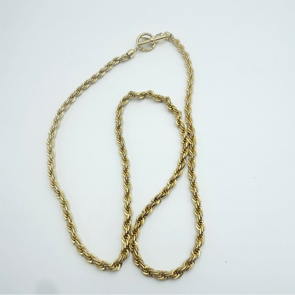 Vintage 80s Anne Klein Logo Gold Tone Chunky Chain Necklace - Picture 7 of 8